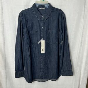 Perfect dark Blue denim Jean shirt,NWT! Vintage ,Yellowstone,cotton XL PTP 22.5”
